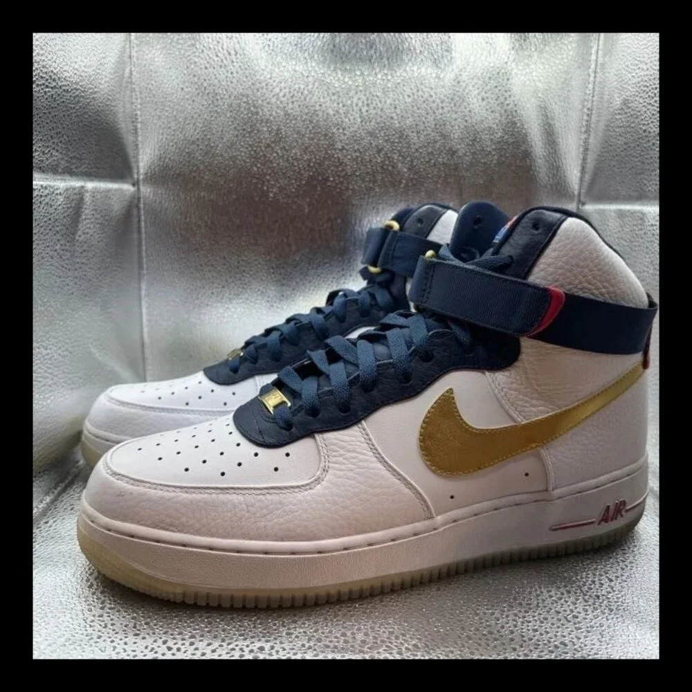 Size 12 Nike Air‎ Force 1 Premium High White USA Team Olympic Shoes 525317-100